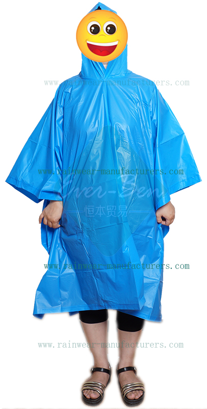 Blue waterproof rain poncho supplier
